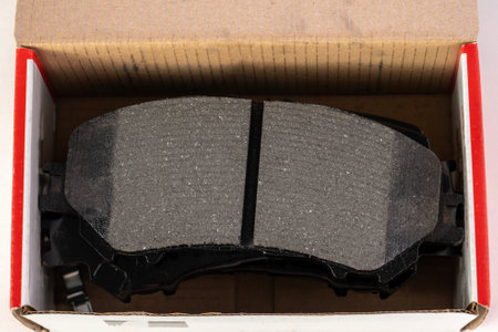 new brake pads for disc brakes close-upの写真素材