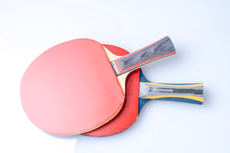 Table tennis racket is isolated on a whiteの写真素材