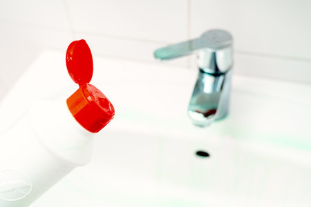 Cleaning plumbing with cleaning products, gloveの写真素材