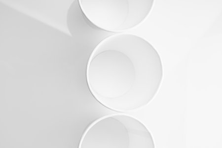 empty cardboard glasses close-up on a whiteの写真素材