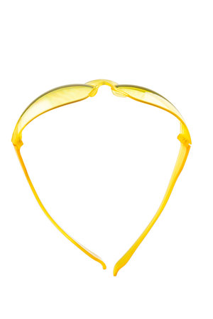 Yellow protective construction goggles insulatedの写真素材