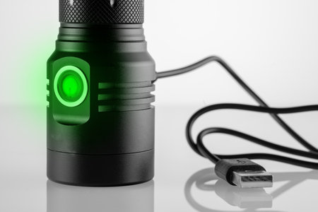 USB Charging for LED Handheld Flashlight. high quality photoの写真素材