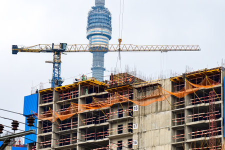 Moscow construction of a monolithic-brick houseのeditorial素材
