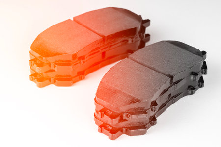 brake pads on white background with tintingの写真素材