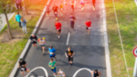 Mass photography of the marathon, which attracted more than 30,000 participants, and a large-scale race through the streets of the metropolitan city. High quality photoの写真素材