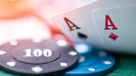 The game of chance, the casino, the gambling industry. The cards of a poker game. Two aces. Gaming...