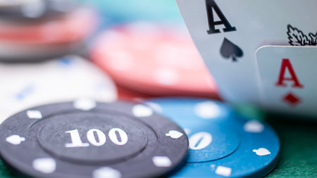 Two aces. Ace of spades and ace of diamonds, A pair of aces in a card game. the concept of poker and...