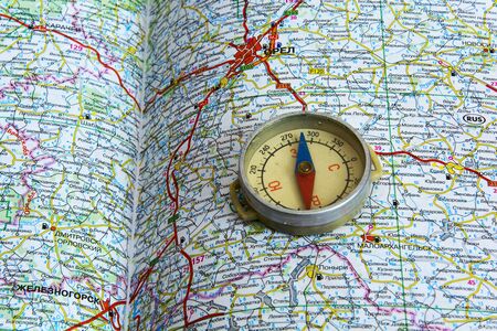 Map of roads and compassのeditorial素材