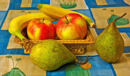 Fruit mix in the basketの写真素材