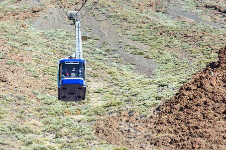 The cable car on the island of Tenerife for the ascent and descent of tourists on the volcano Teide.の写真素材