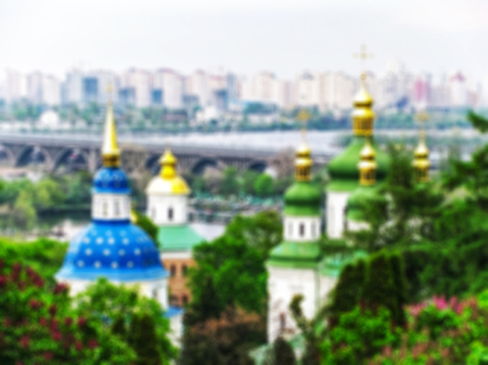 Creative story on the theme of the Orthodox faith with a blurred surface image with bokeh elements  ...