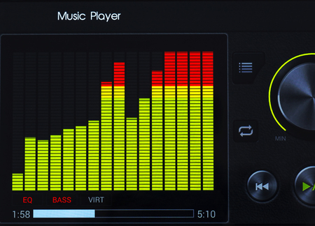 Close-up of color graphic equalizer of music playerの写真素材