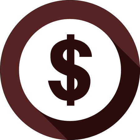 Vector. White circle with dollar sign on the circle of dark red colorのイラスト素材