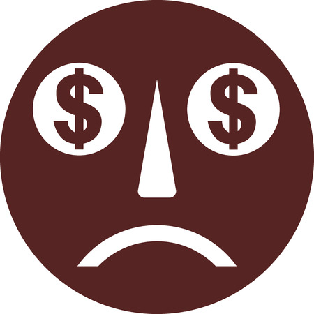 Vector image. Sad smiley with dollar symbols in the eyesのイラスト素材