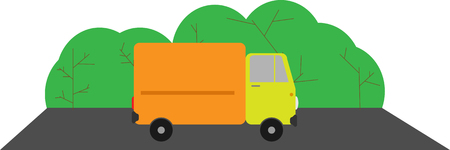 A truck on the highway. Flat imageのイラスト素材