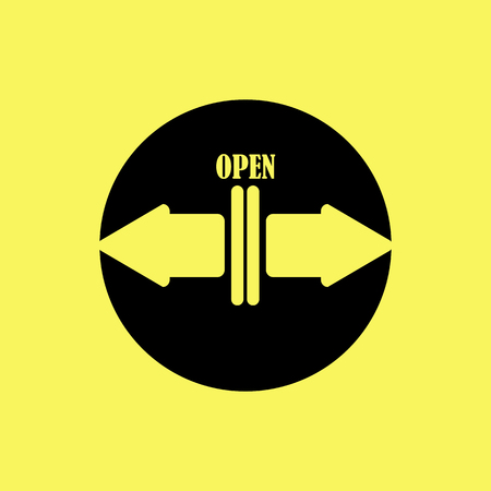 icon with two arrows and the word open