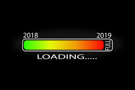 Graphic loading scale new 2019 on black background, vector imageのイラスト素材