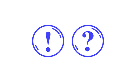 Two blue round contours with question and exclamation marksのイラスト素材