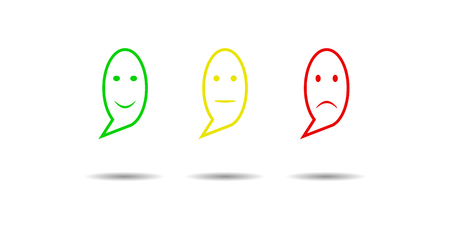 Emotional reaction-a set of three contour oval multi-colored emoticonsのイラスト素材