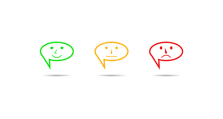 Set of three contour oval colored emoticons with different emotional reactionのイラスト素材