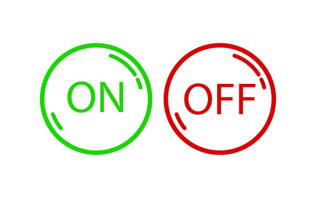 The contour of the green and red round buttons with text IT on and OFFのイラスト素材