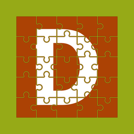 letter D is written on the puzzle piecesのイラスト素材