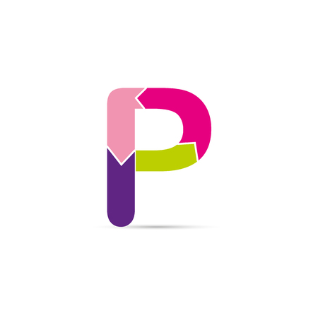 letter P is drawn from four colored arrowsのイラスト素材
