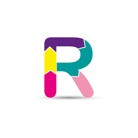 letter R is drawn from four colored arrowsのイラスト素材