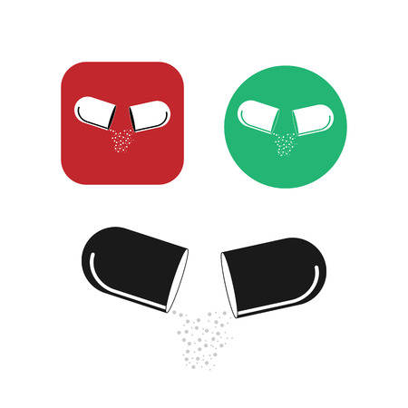 Two halves of open capsule with medicineのイラスト素材