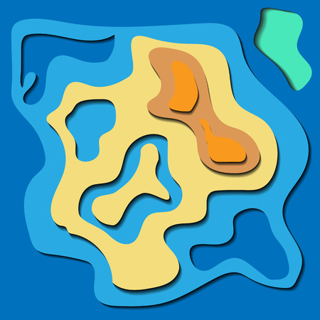 Abstract relief pattern with volume elements in blue and sand shadesのイラスト素材