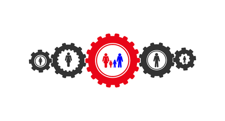 Conceptual image on the theme of the mechanism of creating family relationshipsのイラスト素材