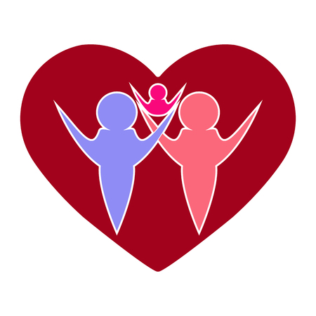 Conceptual drawing on the topic of family, relationship of woman and manのイラスト素材