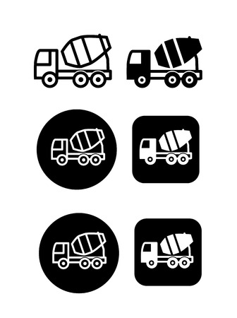 Set of silhouette and contour images of the car for the transport of concreteのイラスト素材