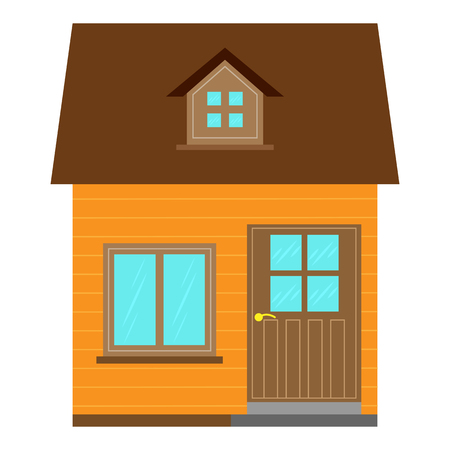 Country house design with a gable roof, flat imageのイラスト素材