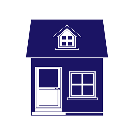 Monochromatic silhouette of a country house, flat imageのイラスト素材