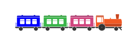 Simple colored children's train with cars and locomotiveのイラスト素材