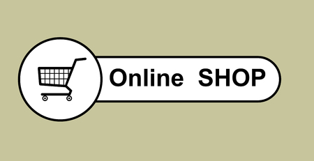 simple button with the symbol of the supermarket trolley and the inscription online storeのイラスト素材