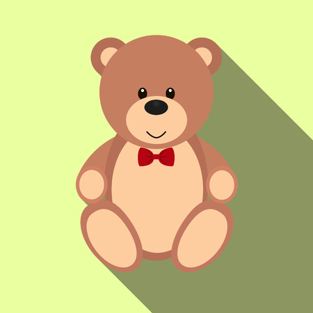 Teddy bear toy, long shadow, simple imageのイラスト素材