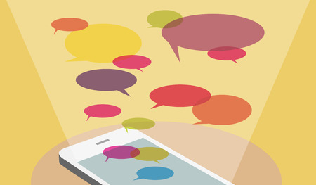 speech clouds coming out of the smartphoneのイラスト素材