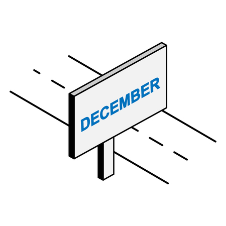 Billboard by the road with the inscription December, a simple drawingのイラスト素材
