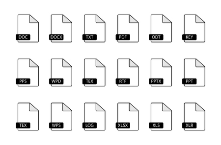 Set of 18 file icons, flat simple illustrationのイラスト素材
