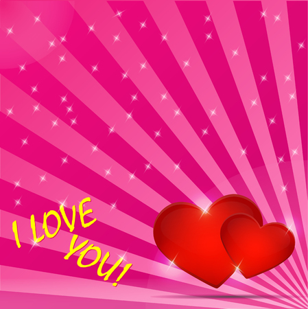 Two hearts and an inscription I love you. Congratulations on Valentine's dayのイラスト素材