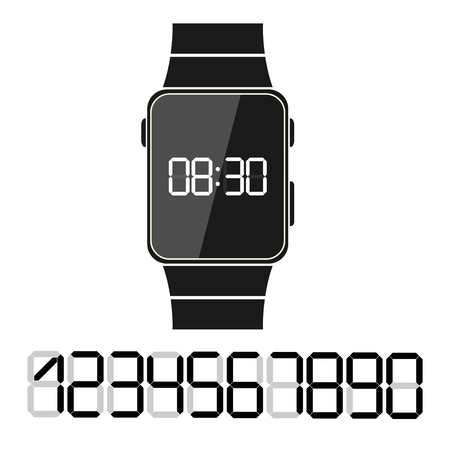 Flat pattern, Electronic clock with a set of numbers to design your timeのイラスト素材
