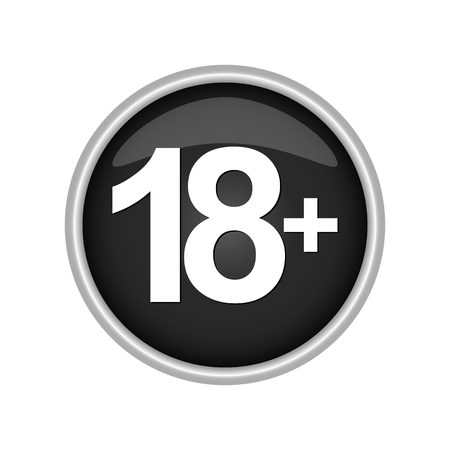 Round colored button labeled with age restrictions 18+のイラスト素材