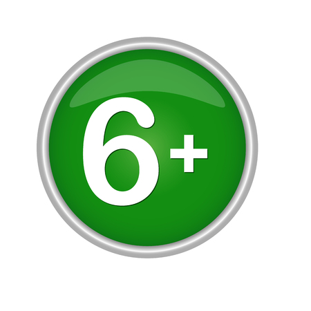 Round colored button indicating the age limit 6+のイラスト素材