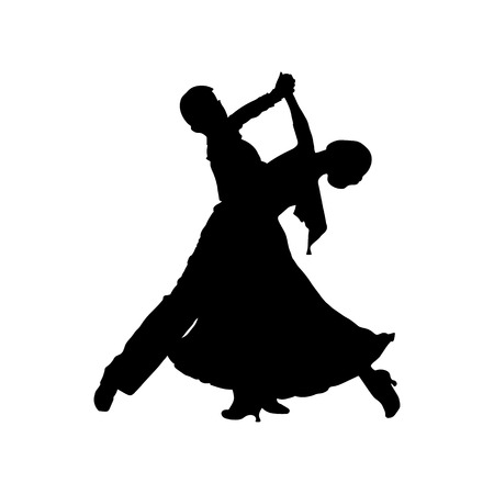 Couple dancing tango, silhouette of couple dancersのイラスト素材
