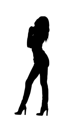 Simple contour silhouette of the girl's figureのイラスト素材