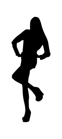 Simple contour silhouette of the girl's figureのイラスト素材