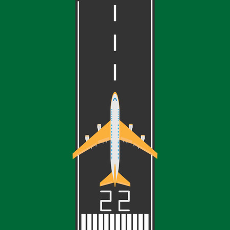 plane is preparing to take off on the airport runway.のイラスト素材