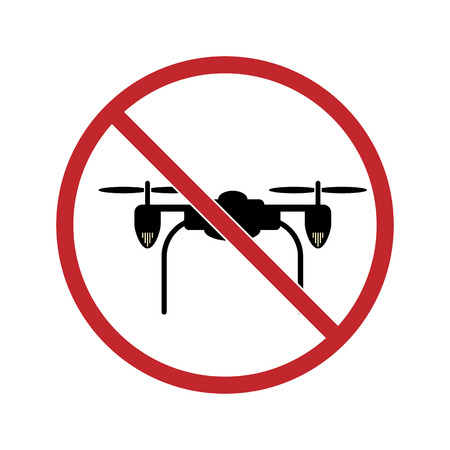 sign prohibits the use of a quadrocopter. A red circle with a crossed-out image of a quadrocopterのイラスト素材